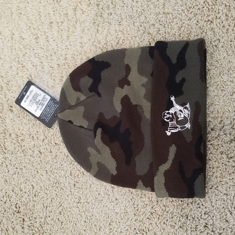 True Religion Camo Cuffed Beanie Hat.